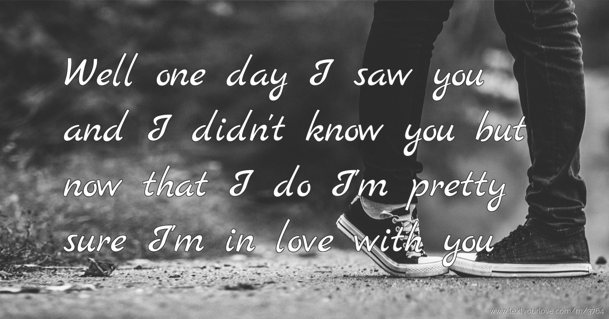 Well one day I saw you and I didn't know you but now... | Text Message ...