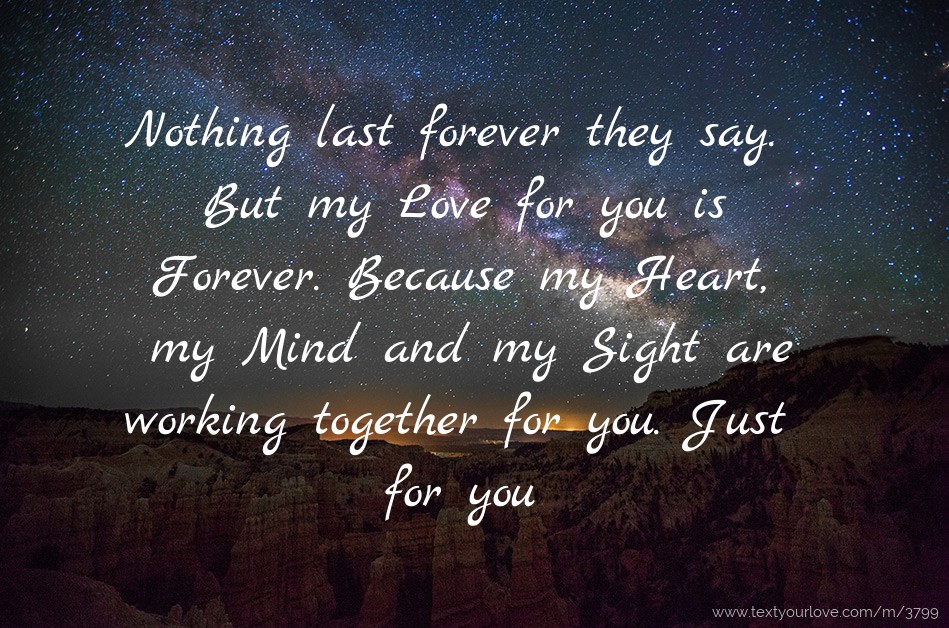 Nothing last forever they say. But my Love for you is