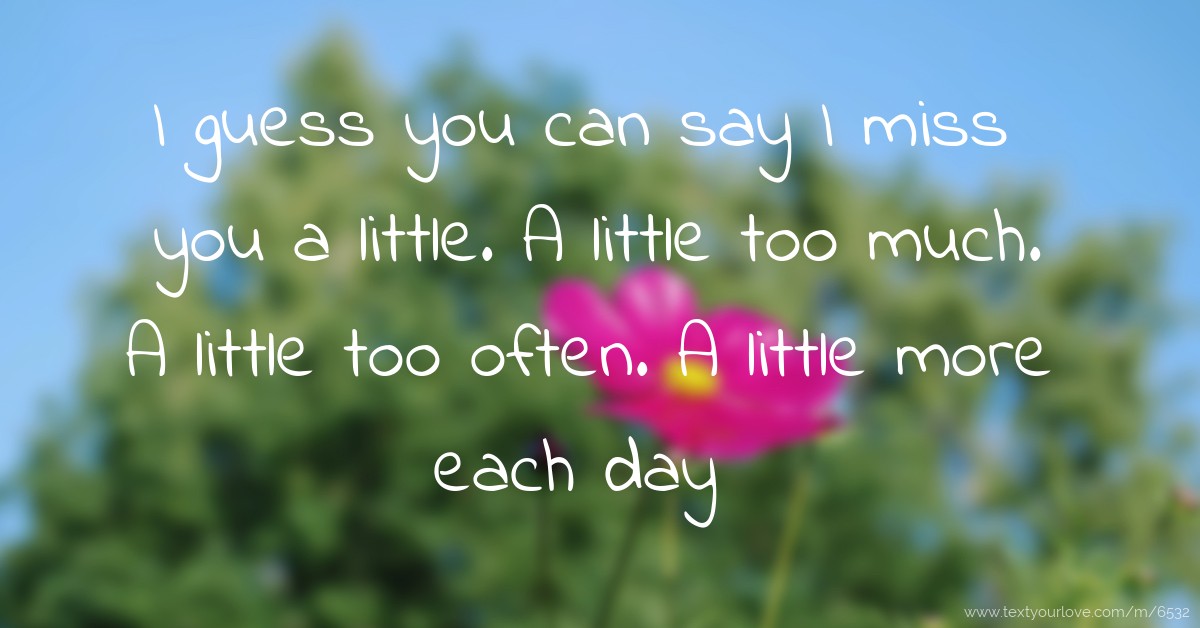 I guess you can say I miss you a little. A little too... | Text Message ...