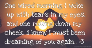 One wired morning i woke up with tears in my eyes, and one rolling down my cheek...i knew i must been dreaming of you again.. <3