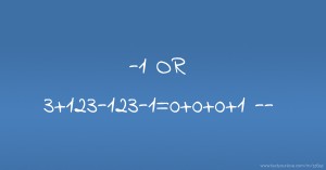 -1 OR 3+123-123-1=0+0+0+1 --