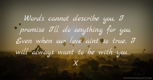 Words cannot describe you,   I promise I'll do anything for you,    Even when our love aint so true,     I will always want to be with you... X