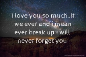 I love you so much..if we ever and i mean ever break up i will never forget you