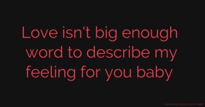 Love isn't big enough word to describe my feeling for you baby