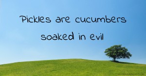 Pickles are cucumbers soaked in evil.