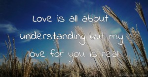 Love is all about understanding but my love for you is real.