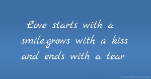 Love starts with a smile,grows with a kiss and ends with a tear.