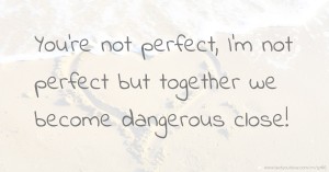 You're not perfect, I'm not perfect but together we become dangerous close!