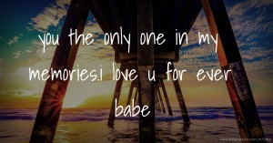 you the only one in my memories.i love u for ever babe