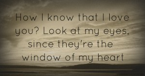 How I know that I love you? Look at my eyes, since they're the window of my heart.