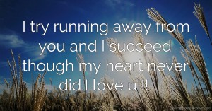 I try running away from you and I succeed though my heart never did.I love u!!!