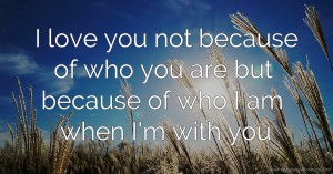 I love you not because of who you are but because of who I am when I'm with you.