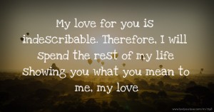 My love for you is indescribable. Therefore, I will... | Text Message ...