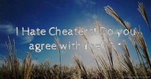 I Hate Cheaters! Do you agree with me? ^.*