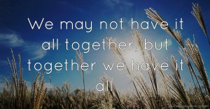 We may not have it all together, but together we have it all.