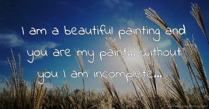 I am a beautiful painting and you are my paint... without you I am incomplete...