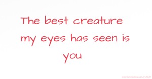 The best creature my eyes has seen is you.