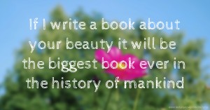 If I write a book about your beauty it will be the biggest book ever in the history of mankind